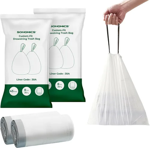 Miniatura 10 de SONGMICS Bolsas de basura con cordón para cocina, preseparadas, desgarro rápido, para botes de basura de 8 galones (30 L), código de revestimiento