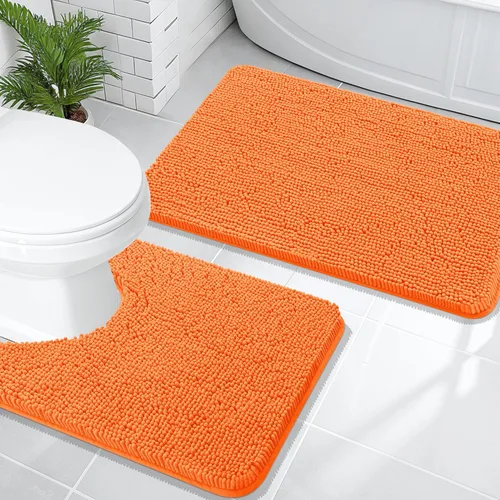 Miniatura 196 de OLANLY Juego de alfombras de baño de 2 piezas, alfombras de baño de chenilla suave y absorbente y alfombra de contorno en forma de U para inodoro