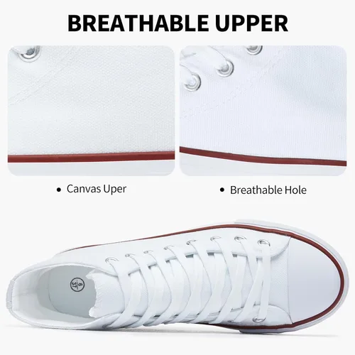 Miniatura 3 de SERNIAL Zapatos deportivos de plataforma blanca para mujer, zapatos de lona de moda para mujer