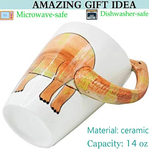 Miniatura 4 de Taza de cerámica 3D de dinosaurio, mango de dragón de cuello largo, novedoso regalo para Navidad, Día de Acción de Gracias, Día de la Madre, Día