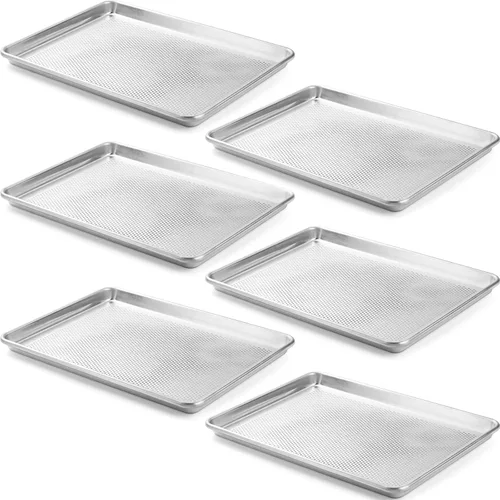 Miniatura 8 de CURTA Paquete de 12 Bandejas de Lámina de Aluminio, Certificadas NSF Tamaño Medio 13 x 9 pulgadas Bandeja Comercial para Panadería Pasteles y 13 x