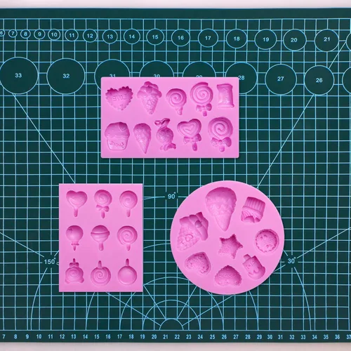 Miniatura 5 de Moldes para fondant de helado de silicona, moldes de caramelo de piruleta, 3 paquetes para hacer moldes de fondant con formas de helado, decoración