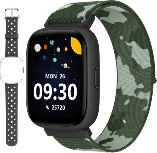 BIGGERFIVE Reloj inteligente para niños, reloj de seguimiento de actividad física de 1.8 pulgadas, podómetro, frecuencia cardíaca, monitor de sueño,