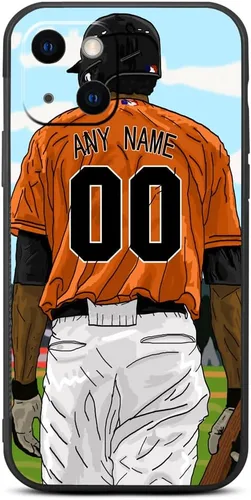 Miniatura 22 de Funda negra con nombre y número personalizable de camiseta de béisbol para iPhone 14 13 12 11 Xs Max XR 8 7 6 Plus 11 Pro mini, silicona