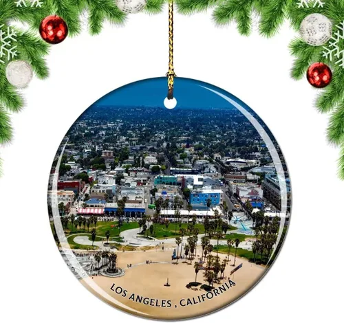 Miniatura 25 de California Los Ángeles Battleship Museum USA Christmas Tree Adorno Decoración Colgante Colgante Decoración City Travel Souvenir Collection Porcelana