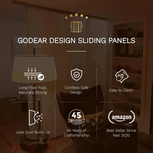 Miniatura 6 de GoDear Design panel ajustable de cortina deslizante para divisores de habitación colgantes 45.8"- 86" de ancho x 96" de alto, persianas verticales