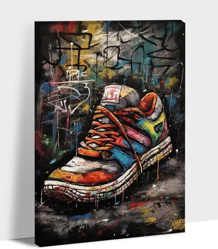 Miniatura 40 de ANRUOXI Arte de Pared de Graffiti, Impresión de Lienzo de Astronauta Espacial de Graffiti para Decoración de Pared, Impresiones de Arte Modernas