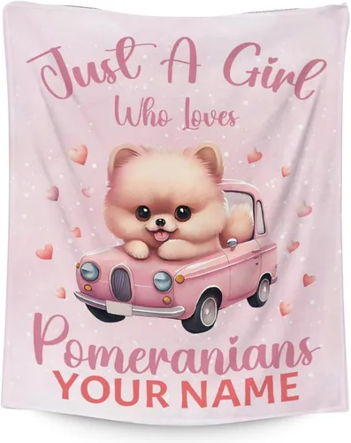 Miniatura 25 de Manta de Pomerania para niñas, tamaño de regazo de 30 x 40 pulgadas, manta de felpa suave y mullida, manta rosa para perro para sala de estar