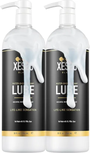 XESSO Lubricante cremoso a base de agua, sin fragancia, 2 paquetes de 32 onzas líquidas, total de 64 onzas líquidas. Gel blanco espeso deslizante