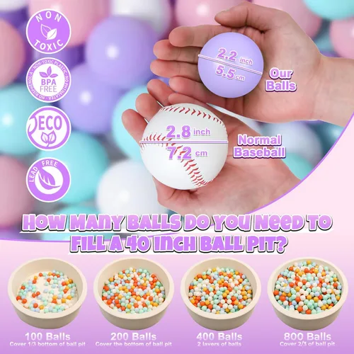 Miniatura 2 de GOGOSO Bolas para corral de bolas para niños pequeños sin ftalatos, sin BPA, no tóxicas, a prueba de aplastamiento, de plástico suave, bolas
