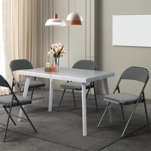 Miniatura 2 de VINGLI Paquete de 4 sillas plegables grises con asientos acolchados