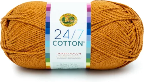 Miniatura 135 de Lion Brand Yarn, Hilo ligero mercerizado de algodón 24/7 para tejer, ganchillo y manualidades, Almirante, 1 paquete, 185 yardas de fibra natural