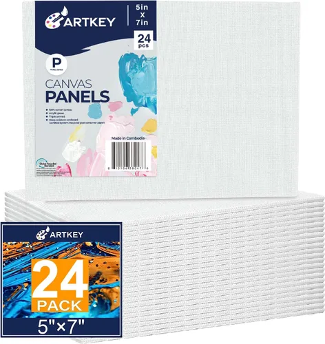 Miniatura 21 de Artkey Lienzos para pintar de 8 x 10 pulgadas, paquete de 12 unidades, 10 onzas, imprimados 100% algodón, blanco para pintura, suministros de arte