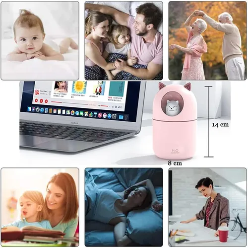 Miniatura 4 de Humidificador pequeño portátil, 10.1 fl oz, mini humidificador de niebla fría con luz nocturna, humidificador personal USB apagado automático, ultra
