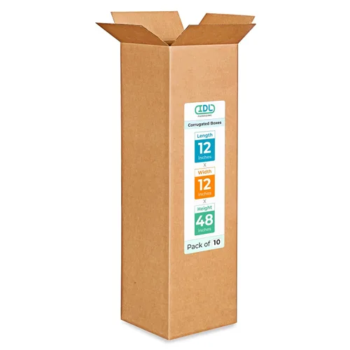 Miniatura 197 de IDL Packaging Paquete de 5 cajas de envío altas de 8 x 8 x 48 pulgadas, extra resistentes de 200 libras frente a caja regular, cajas de mudanza