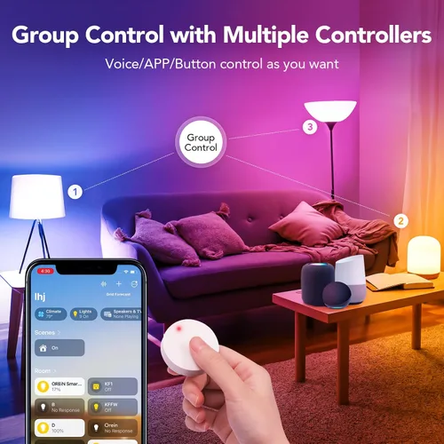Miniatura 6 de OREiN Matter - Bombilla inteligente, bombillas inteligentes con control remoto que funcionan con Apple Home, Alexa, Google Home, SmartThings
