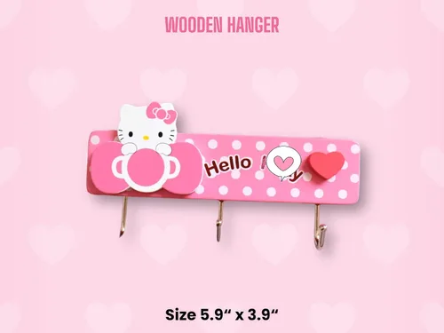 Miniatura 5 de KOZUKI Colgador de madera rosa con ganchos para el hogar, ropa, bolso (3 ganchos rosa)
