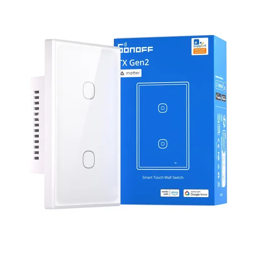 Miniatura 9 de SONOFF TX Gen2 - Interruptor inteligente táctil de pared, 1 canal, panel tipo 120, 2.4GHz Wi-Fi, control de aplicación eWeLink, compatible