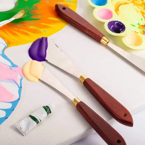 Miniatura 6 de Juego de cuchillos de paleta, espátula, cuchillos de paleta, cuchillo de pintura de acero inoxidable, raspador de mezcla, accesorios de pintura al