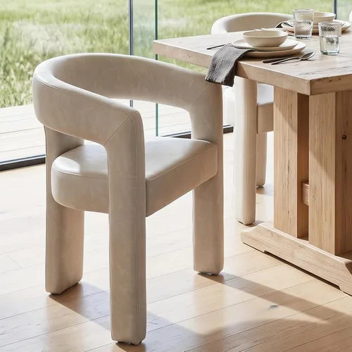 Silla Moderna de Comedor Barrel, Silla Tapizada de Cocina de Piel Sintética con Brazos, Silla Lateral Cómoda para Sala de Estar/Oficina en Gris Pu