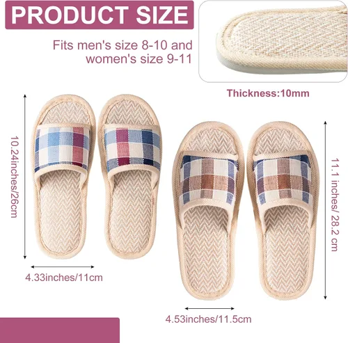 Miniatura 3 de Tessco for you 10 Pairs Washable House Slippers for Guests Open Toe Breathable Slippers Reusable Home Bedroom Hotel Family Travel Unisex Non Slip