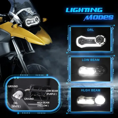 Miniatura 2 de E-Mark - Faro LED aprobado de haz alto y bajo con DRL LED para faros delanteros compatibles con BMW R1200GS 2004-2012 R1200GS Adventure 2005-2013