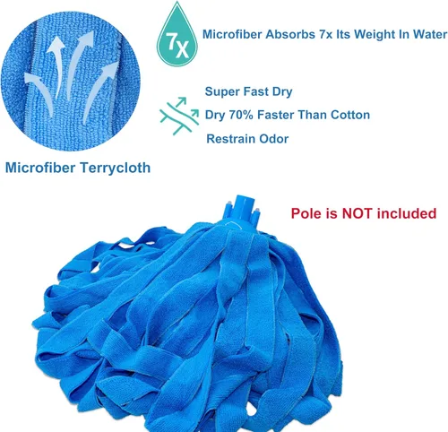 Miniatura 5 de EaseYourDay Trapeador de tela de microfibra, un poste de aluminio ligero + dos cabezales de trapeador de tela de microfibra con extremo de bucle