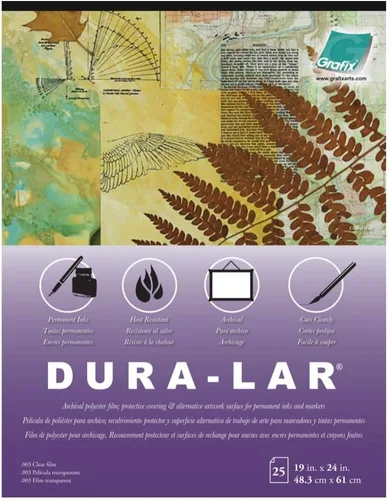 Miniatura 26 de Grafix Dura-Lar Película de 0.002", Ultra Transparente, Brillante 40" x 50', Material, Alternativa de Mylar/Acetato para, Plantillas y Plantillas