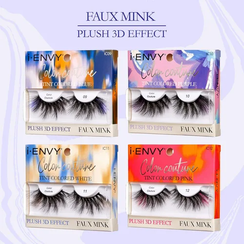 Miniatura 6 de iENVY - Pestañas postizas de imitación de visón de color, pestañas de colores mixtos, máxima esponjosidad y volumen, pestañas postizas (tinte azul)