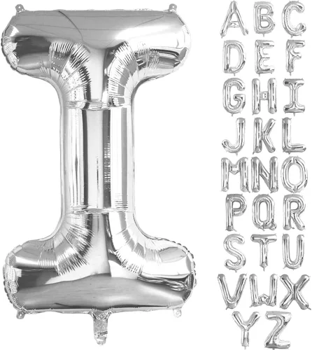 Lovoir Globos plateados grandes de 40 pulgadas con la letra I de gran tamaño, globo de helio de aluminio de Mylar para fiesta de cumpleaños, Letra I