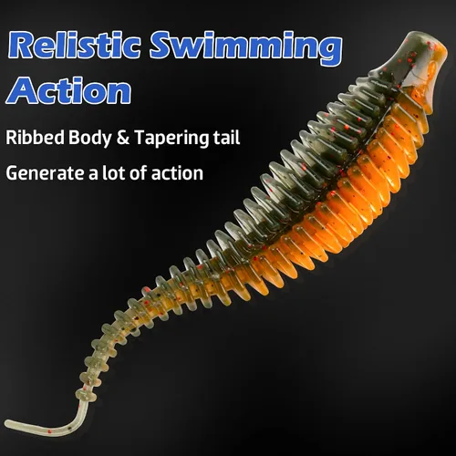Miniatura 4 de Soft Plastic Worm Fishing Lures Kit, Finesse TRD Stick Worms and Ned Rig Baits with Jig Heads for Bass Fishing, Freshwater Bass Soft Baits