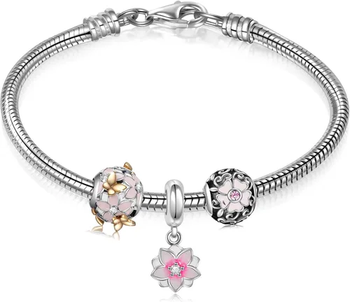 Miniatura 6 de Angemiel Brazalete de cadena europea tipo serpiente de plata esterlina 925 para dijes