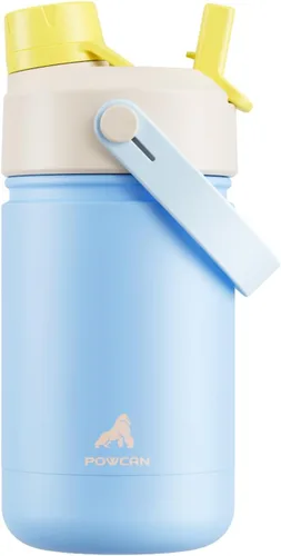 Miniatura 83 de POWCAN - Botella de agua con aislamiento de 18 onzas, con tapa de boquilla y pajilla 2 en 1, fría 24 horas, a prueba de fugas, apta para portavasos