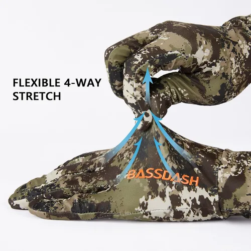 Miniatura 6 de BASSDASH Guantes de caza de camuflaje para hombres UPF 50+ Guantes ligeros con pantalla táctil para pesca, senderismo y actividades al aire libre