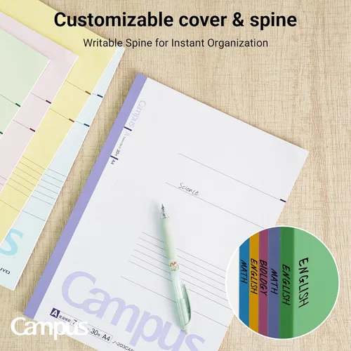 Miniatura 5 de KOKUYO Cuadernos de composición, paquete de 5 cuadernos Campus A4 Comp con un 0.276 in rayado, 30 hojas, cuaderno clásico con rayas escolares