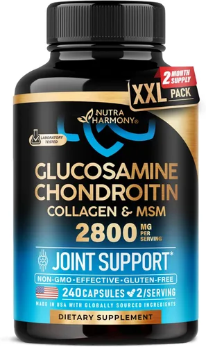 Glucosamina condroitina MSM Colágeno | HSA | Suplemento de apoyo articular 2800 mg | Fabricado en Estados Unidos | Artículos de productos aprobados