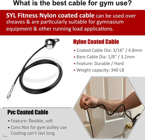 Miniatura 2 de SYL Fitness Cable de repuesto de gimnasio Cuerda de alambre de acero resistente para gimnasio en casa Polea de cable Accesorios de máquina