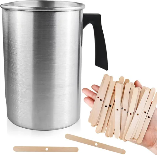 Tarro de cera de fusión de 3 L para vela, olla para hacer velas sin goteo, para adultos, kit de velas de bricolaje con 50 velas de mecha de soporte