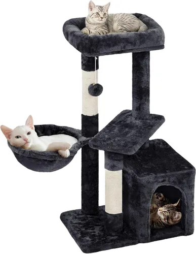 Miniatura 12 de Topeakmart Torre de árbol para gatos de interior, centro de actividades de árbol para gatos de 34.5 pulgadas con condominio y poste rascador, torre