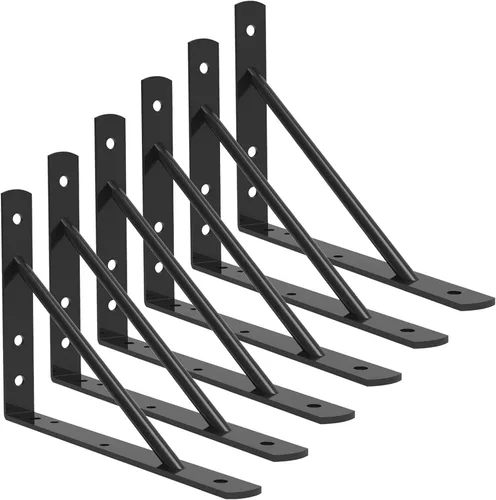 Soportes de estante de metal resistente de 12 pulgadas, soporte flotante de hierro rústico industrial para estantes abiertos, soportes en L de