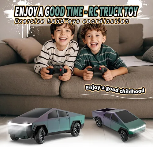 Miniatura 5 de Vehículo de control remoto, camioneta de recogida todoterreno RC de alta velocidad con luz y espacio de carga, juguetes de vehículos eléctricos