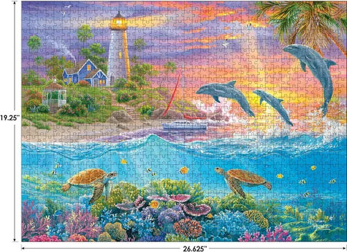 Miniatura 4 de RoseArt - Abraham Hunter - Catching Rays Lighthouse - Rompecabezas de 1000 piezas para adultos