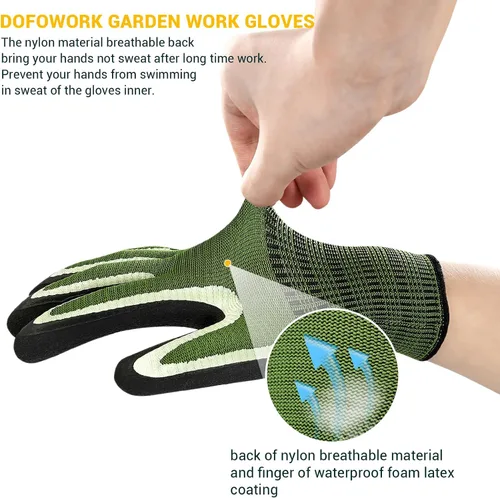Miniatura 3 de DOFOWORK Gardening Gloves - 6 Pair Gardening Gloves for Women/Men, Breathable Natural Latex Garden Gloves with Grip