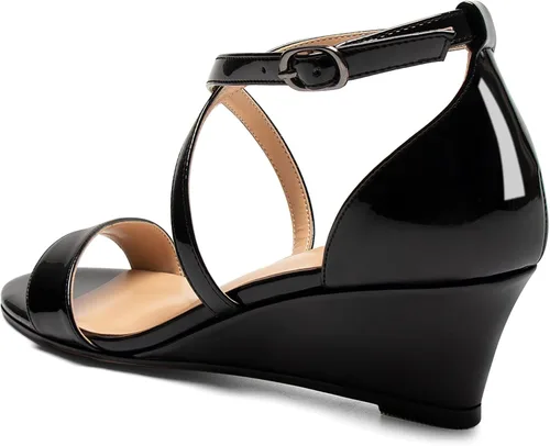 Miniatura 3 de Zamikoo Sandalias de tacón de cuña cruzada para mujer, correa de tobillo con hebilla ajustable, talla 5 de EE. UU. - talla 13
