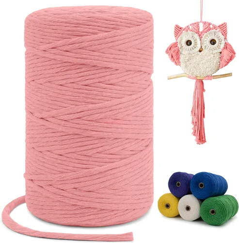 Miniatura 59 de Cuerda de macramé de una sola hebra de 0.197 in x 110 yardas, cuerda de macramé de algodón natural de 0.197 in, cuerda de algodón grueso para colgar