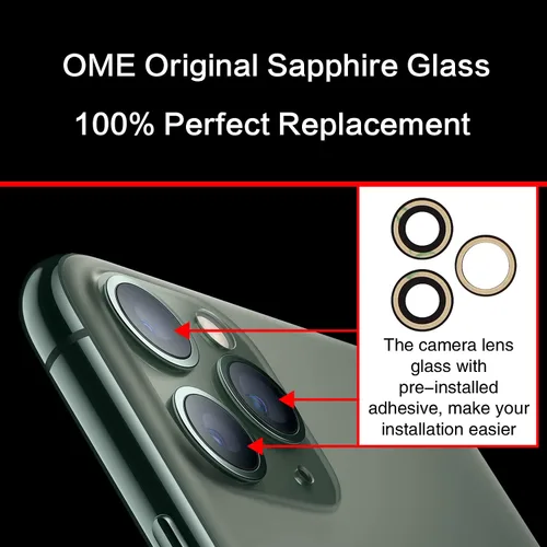 Miniatura 5 de 2PCS ASDAWN Reemplazo de Cristal de Lente de Cámara Trasera para iPhone 11 Pro y 11 Pro Max Reemplazo de Lente de Cámara con Adhesivo Preinstalado +