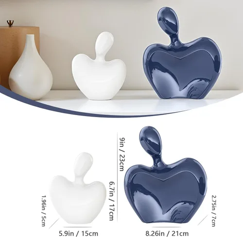 Miniatura 3 de XMGZQ Figuras de cerámica azul y blanca para decoración del hogar, compromiso de boda, regalo romántico para marido, esposa, estatua de amor grande