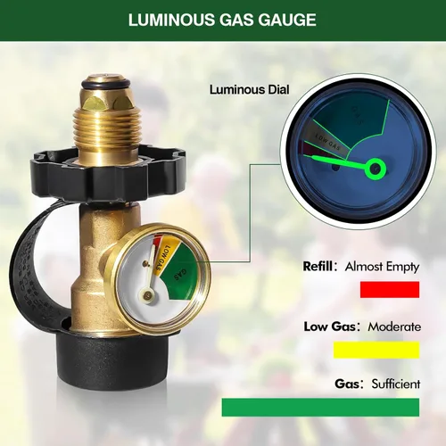 Miniatura 4 de Indicador de nivel de tanque de propano POL de ajuste universal, paquete de 2 medidores de gas propano para tanque de propano LP de 100 libras