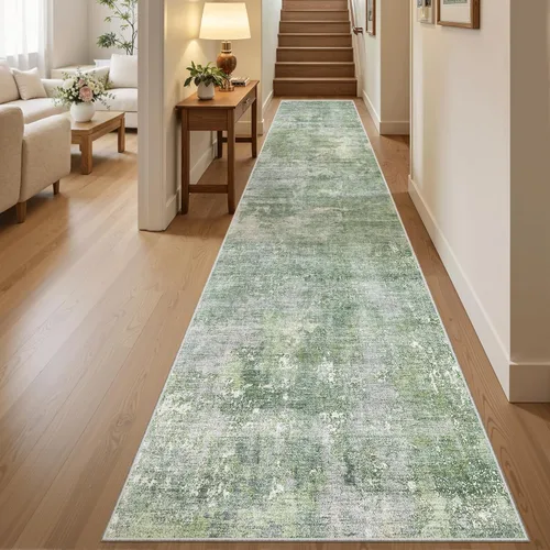 Miniatura 214 de Alfombra de pasillo Soalmost 2'6" x 10' lavable, alfombra antideslizante para cocina, baño, lavandería, alfombras vintage ultra delgadas para Beige