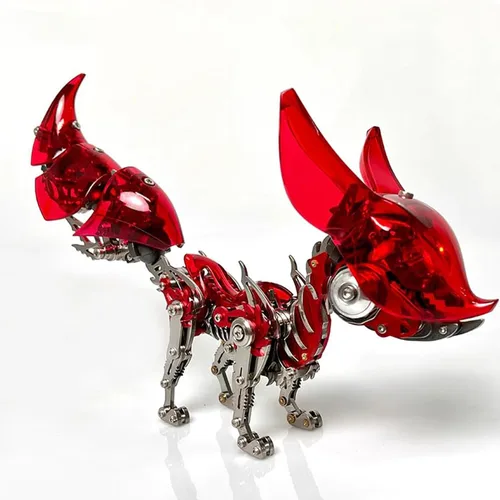 Metalkitor Rompecabezas de metal 3D para adultos, kit de modelo ajustable de zorro grande, adorno steampunk para bricolaje, manualidades de montaje,